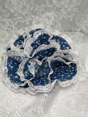 Vintage Print Fabric Egg Basket: Handmade Country Farmhouse Decor Laced Cotton